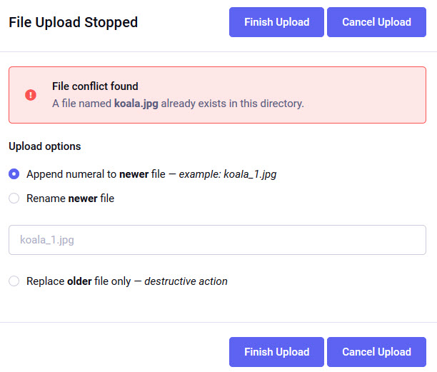 File upload conflict